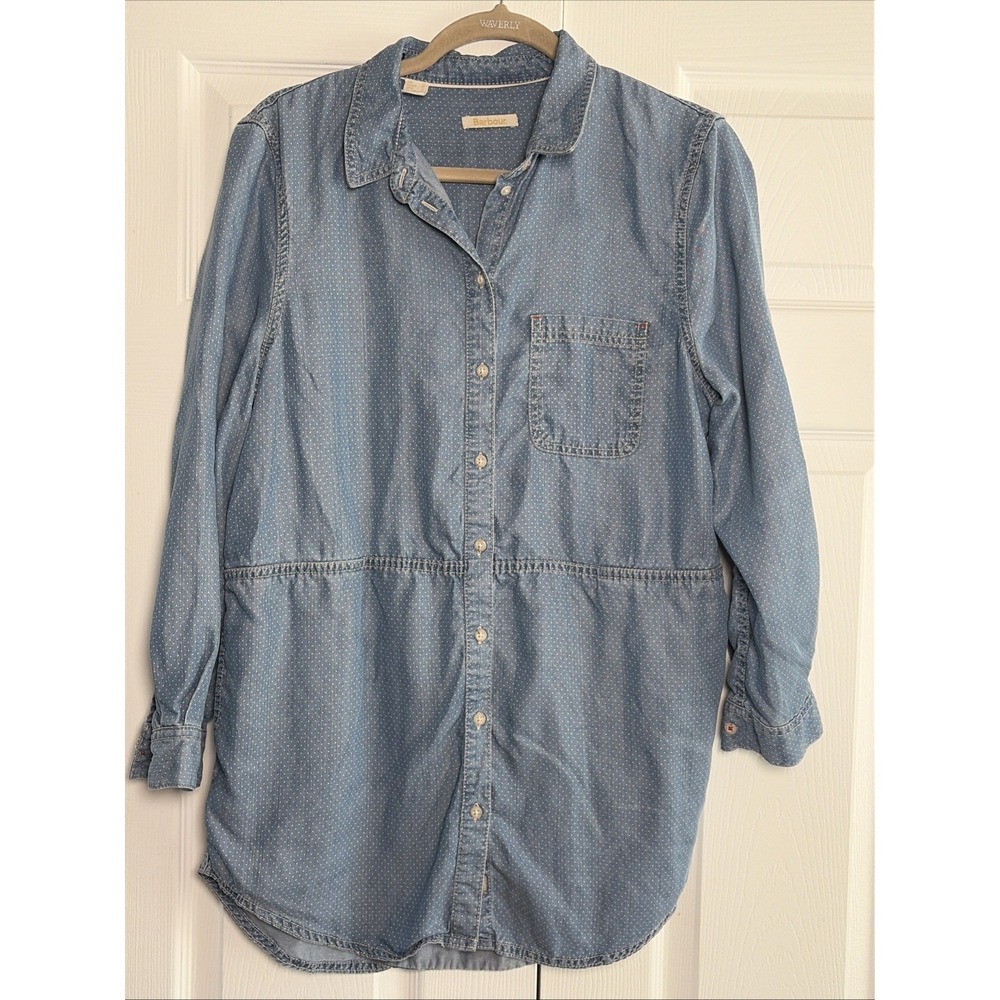 Barbour Sailboat Shirt Tunic Womens Size 8 Blue Coastal Minimalist Preppy